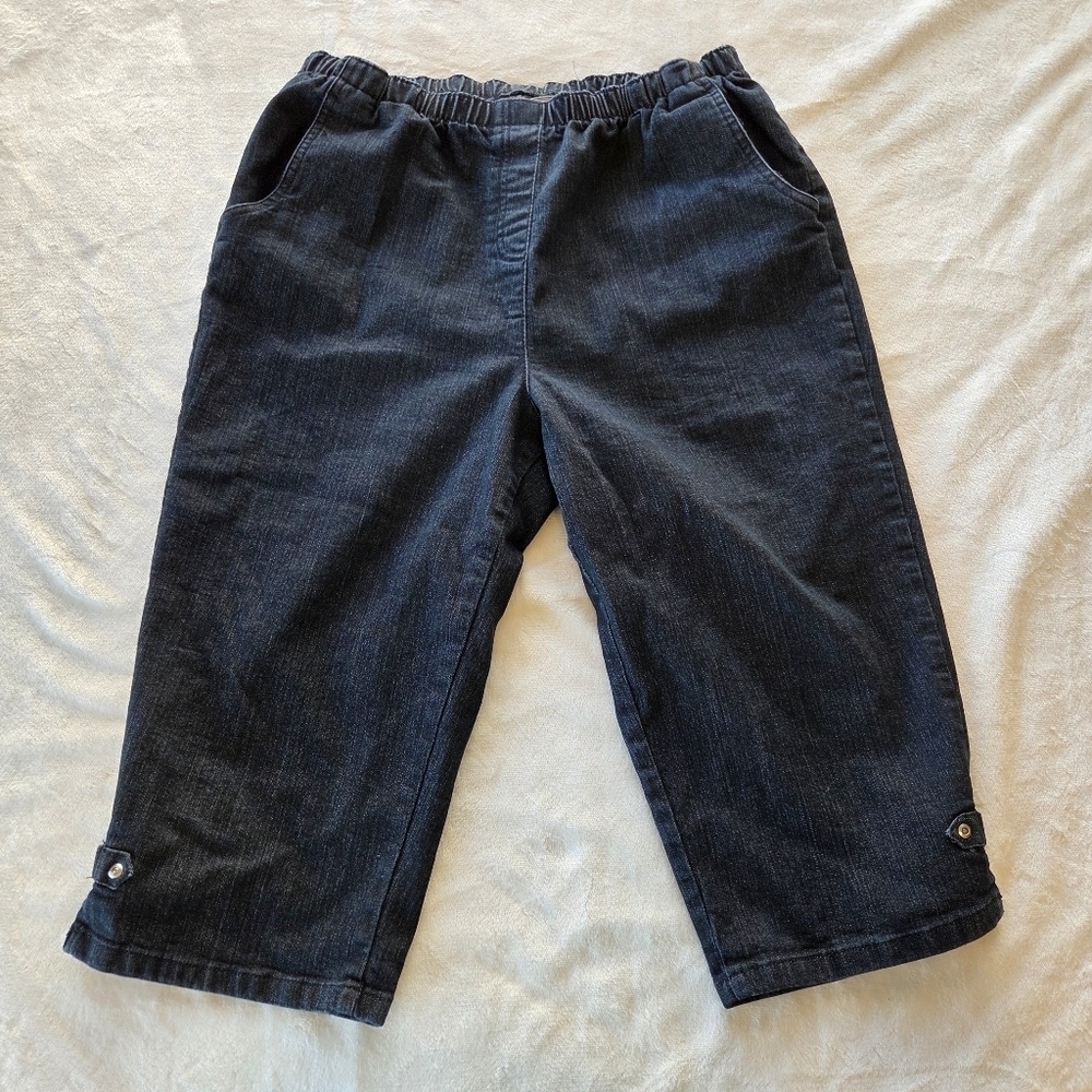 Allison Daley Petite Womens 14P Denim Crop Pants Pull On Elastic